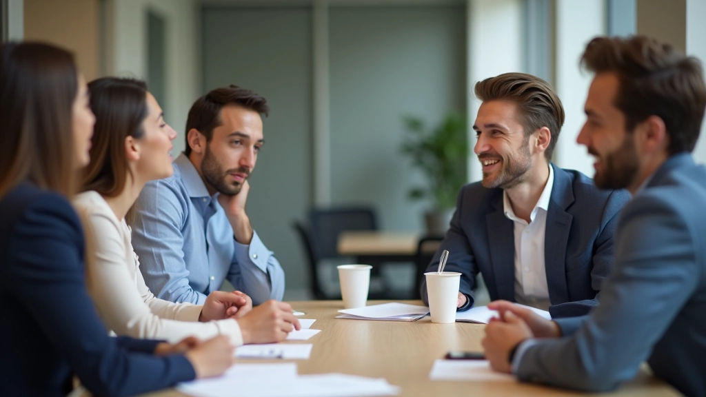 Groep in vergadering, leden tonen verschillende emoties en engagement niveaus