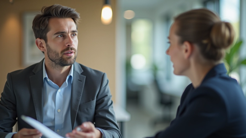 Manager luistert intens naar medewerker in kantoor, volle aandacht, open lichaamshouding, serieus gesprek